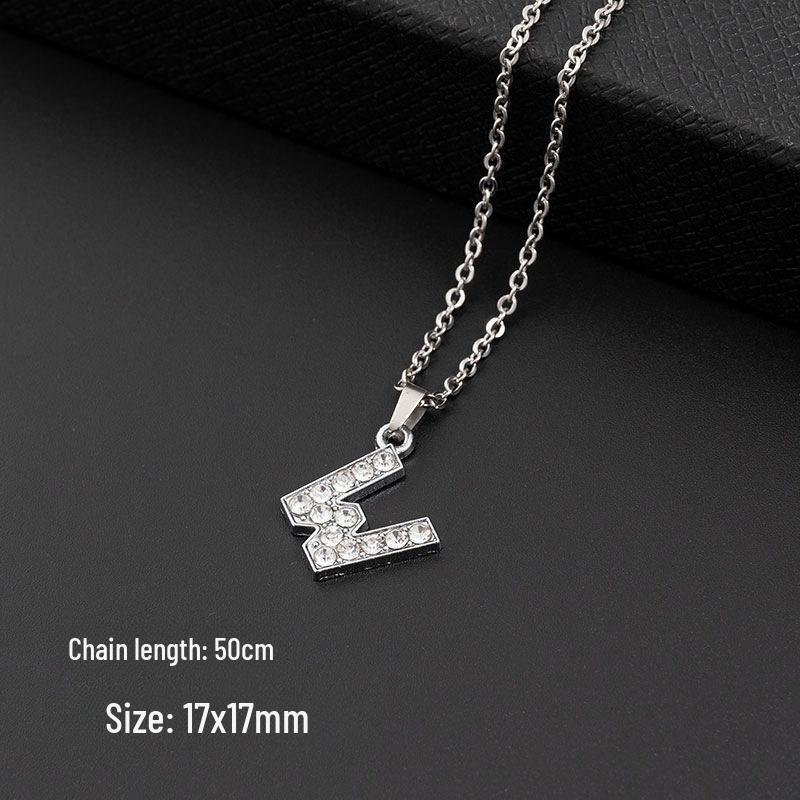 European & American Diamond Letter Pendant Necklace for Women - Stainless Steel Jewelry