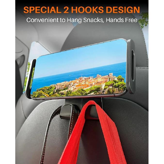 For Tesla Model 3/Y Back Seat Phone Holder with 2 hooks 360° Rotate Stand Auto Headrest Bracket Support For Tablet PC iPad Mini