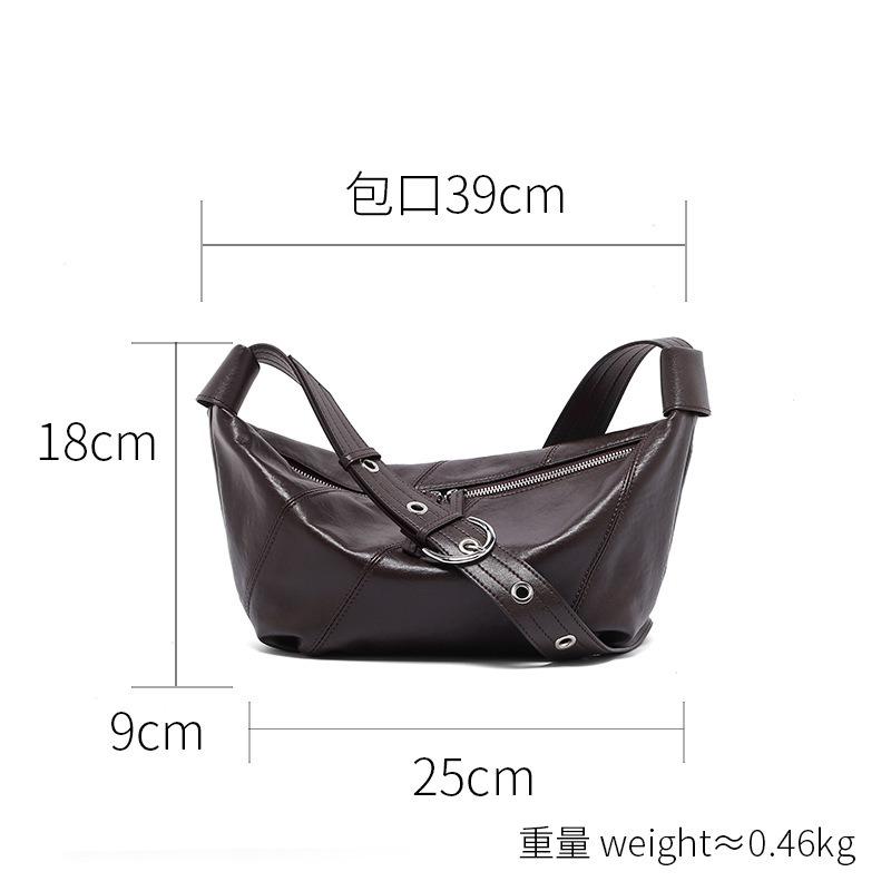 The First Layer Cowhide Bag Women's New Light Luxury Niche Shoulder Bag Versatile Soft Leather Messenger Bag