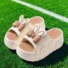 Women's One Word Slippers 2025 Summer Outdoor Platform Fashion Bow-knot Flats Indoor Non Slip Comfortable Slip On Cold Slippers