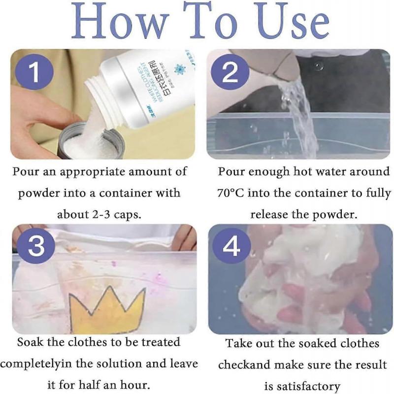 Household White Clothing Reducing Agent,White Laundry Whitener,White Clothing Stain Remover, Remove Stains Reducing Agent 300g