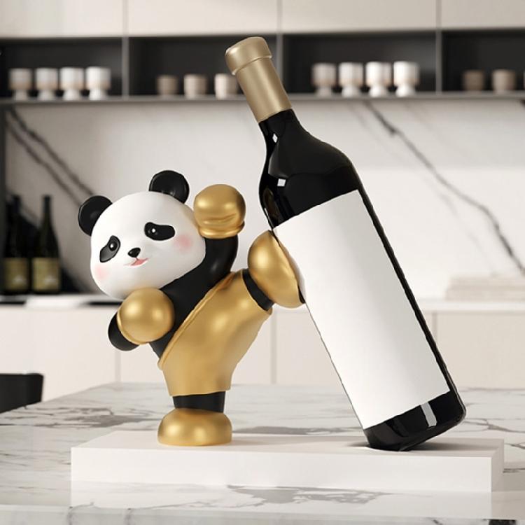 Stojak na wino Panda Uroczy Zwierzęcy Stojak na Wino Poprawia Estetykę Domu Jako Funkcjonalne Dekoracje Blatowy Stojak na Wino