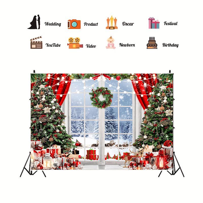 1pc Christmas Tapestry, Christmas Tree Snow Scene Photography Background Cloth, Event Decoration Background Poster Tapestry