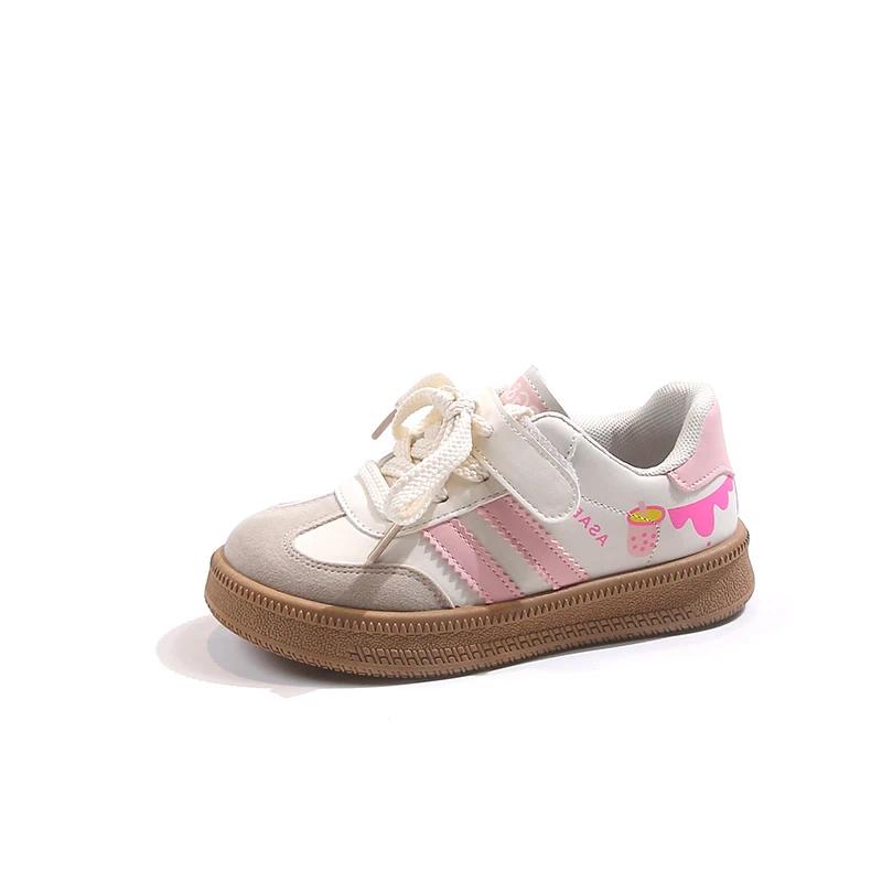 Children's Skate Shoes Girls White Sneakers 2024 Spring New Fashion Boys Canvas Shoes Kids Sports Shoes Unisex Casual Sneakers