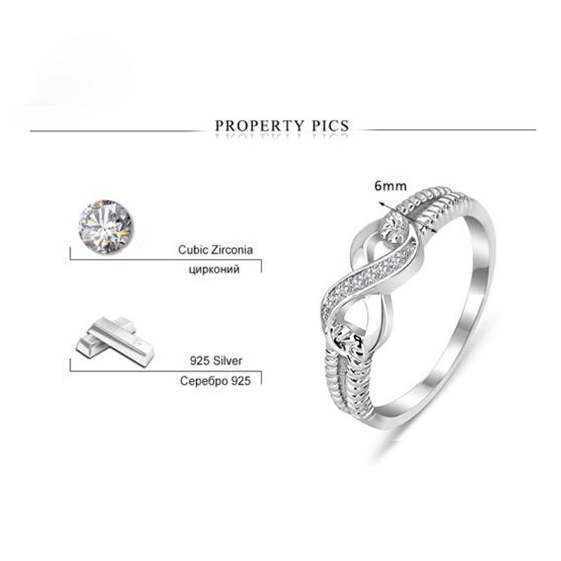 Lucky Letters 8 Shaped Rings For Women Real 925 Sterling Silver Color AAA Cubic Zirconia Eternity Jewelry Female Wedding Gift