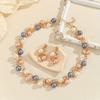Luxus Eleganter Perlenhalskette Strass Metall Bunte Perlenhalskette Blatt Damen Schmuck Halskette Ohrringe Set Geschenke