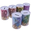 Cylinder Tinplate Durable Euro Decorative Money Box Coins Deposit Boxes Storage Box Money Bank