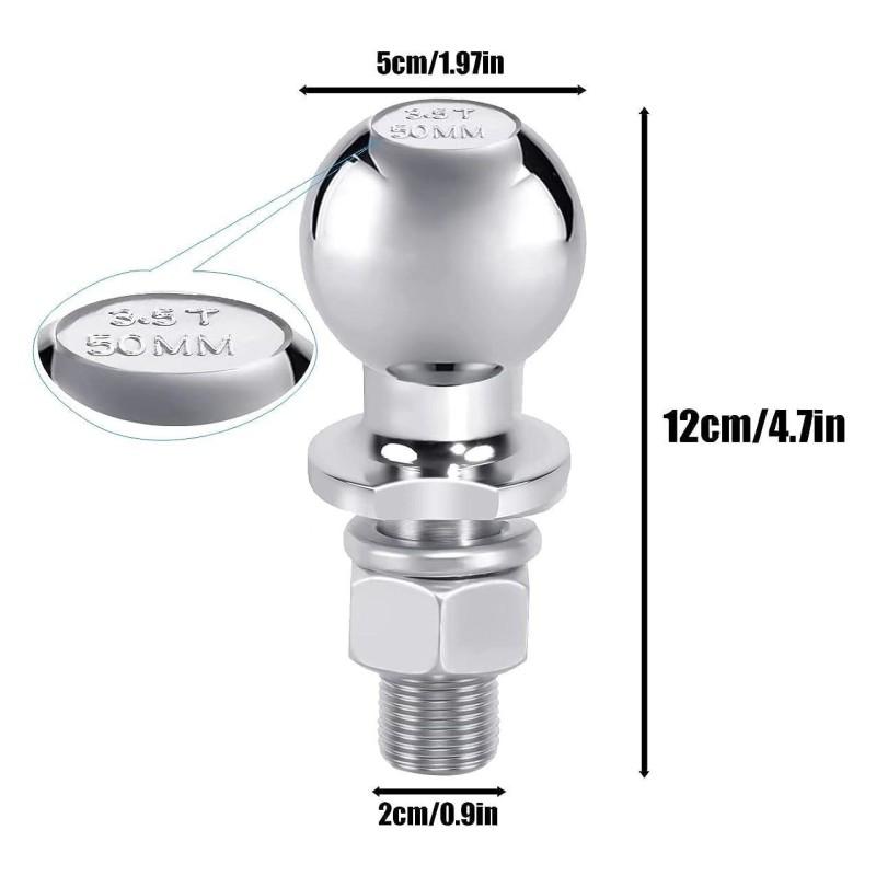 M22 50mm 3.5T Chrome Hitch Mount Tow Ball Shank Dia Capacity Coupling Trailer Parts RV Camper Caravan Parts