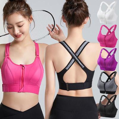 Sujetador Deportivo de Espalda Cruzada con Cremallera – Chaleco Deportivo sin Aros a Prueba de Impactos para Mujer para Yoga y Running
