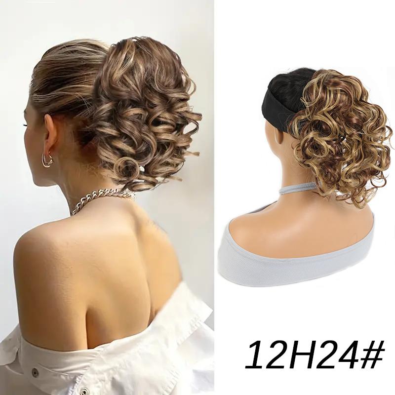 Drawstring short curled ponytail wig synthetic fiber ponytail wig natural and comfortable hair accessories for daily use