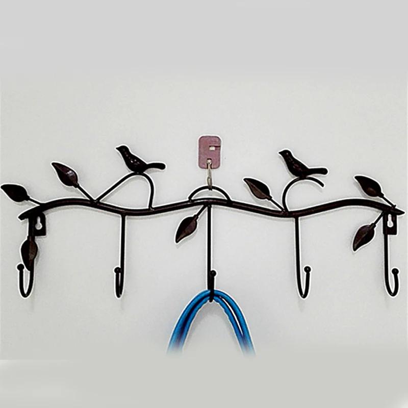 Birds Metal Wall Coat Rack and Hat Rack Multi-function Mounted Hook Hangers for Livingroom Bedroom Wrought Iron Coat Hook