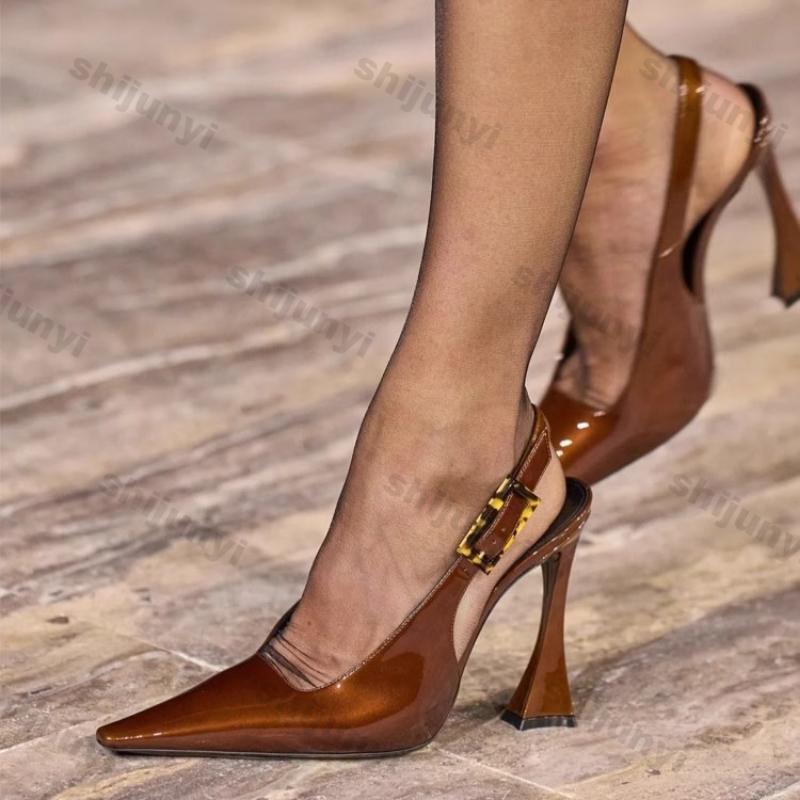 Designer Slingbacks High Heels Schuhe für Damen Neue spitze Zehenpartie Partyschuhe Damen Elegante Pumps Dünne Absätze Schnalle Einzelne Schuhe