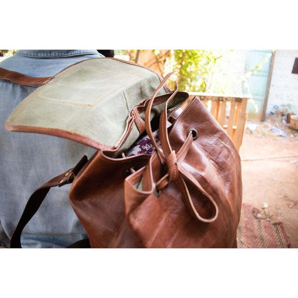 Tasche Ziegenleder Rucksack Rucksack Laptop Vintage Braun Echte Reise Herren Neu