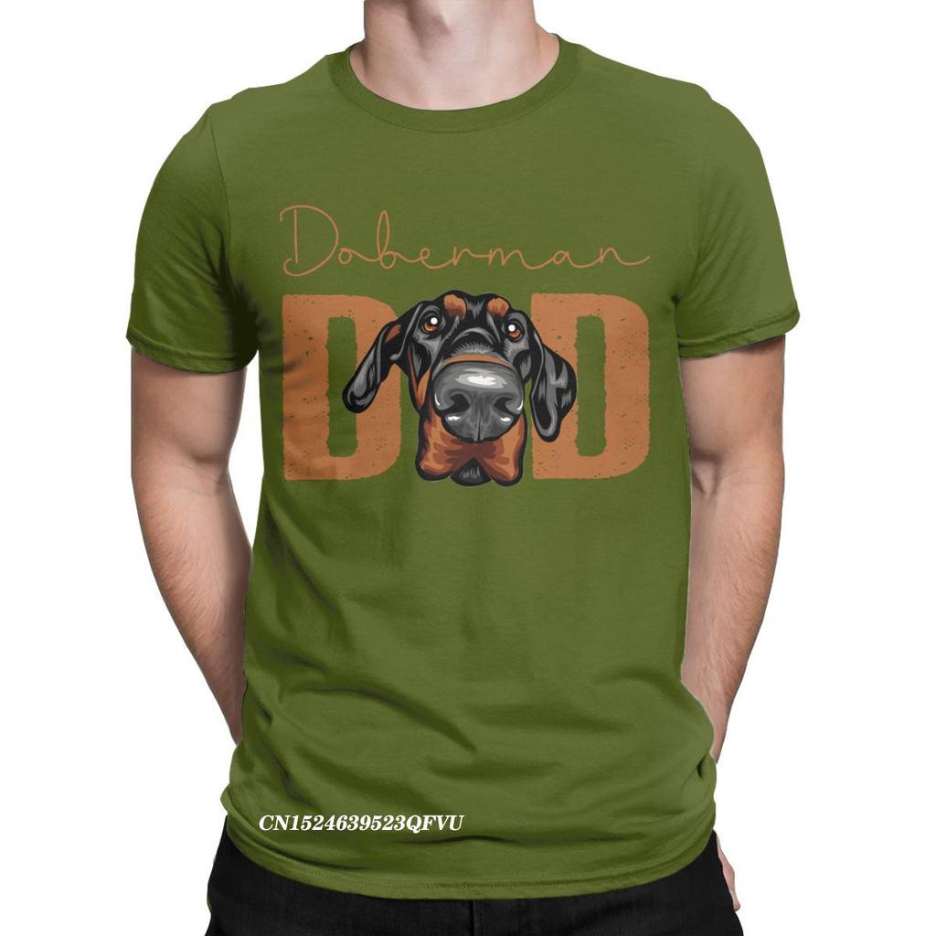 Men Doberman Dad Dog Tops T Shirts Animal Pet Oversized Pure Cotton Novelty Harajuku Crewneck Tees Aesthetic Camisas T-Shirt
