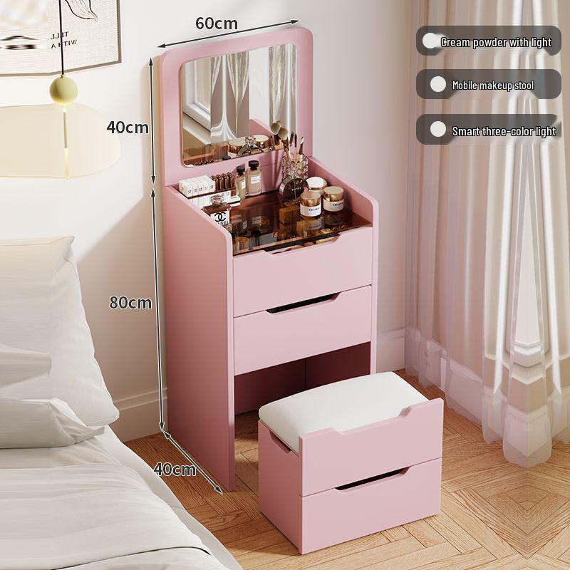 Cream Modern Minimalist Flip-Top Makeup and Storage Table for Bedrooms