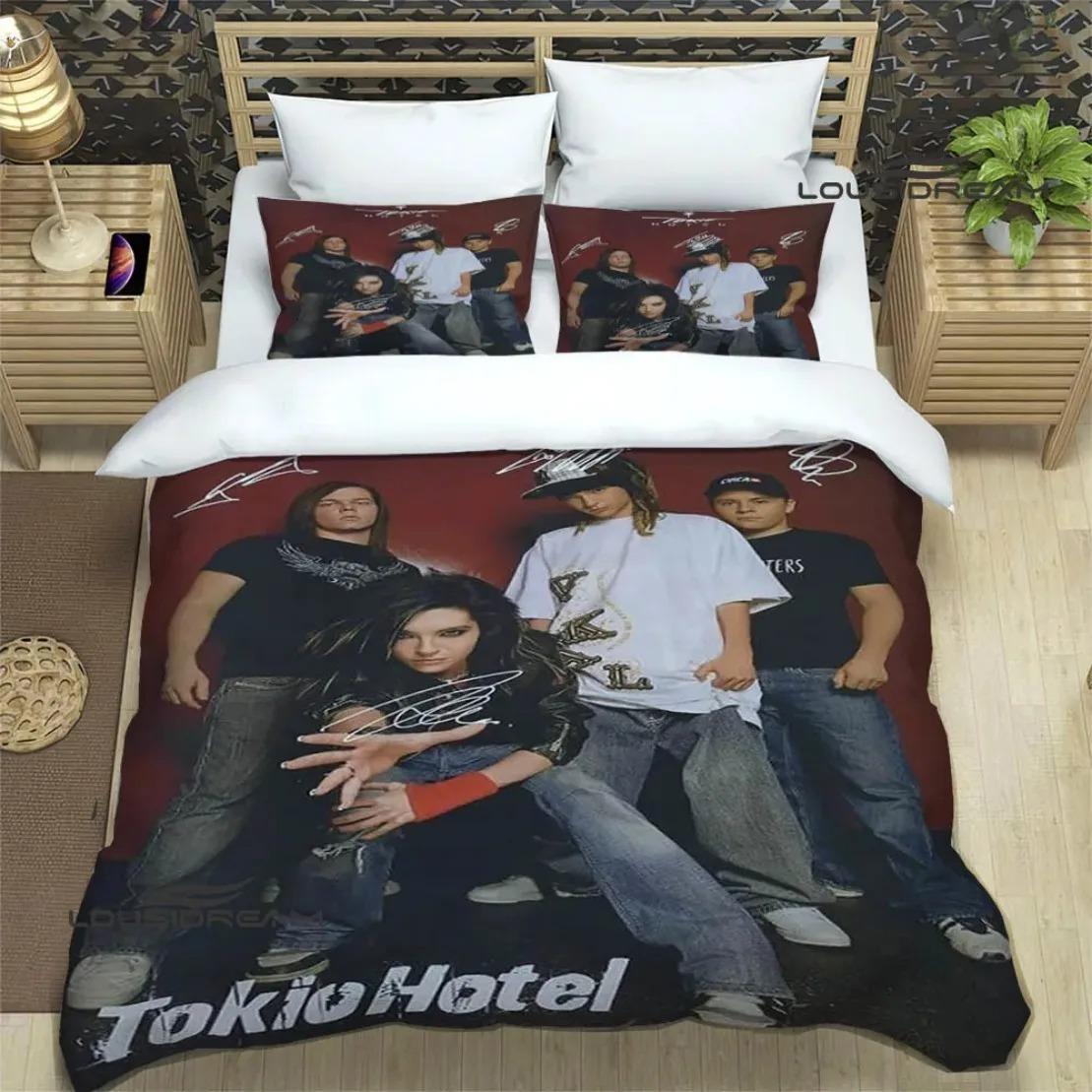 

Постільна білизна з принтом гурту Tokio Hotel, Набір підковдр рок-гурту HD Покривало на ковдру для дитячої постільної білизни Постільна білизна Декор спальні US Twin 173x218cm