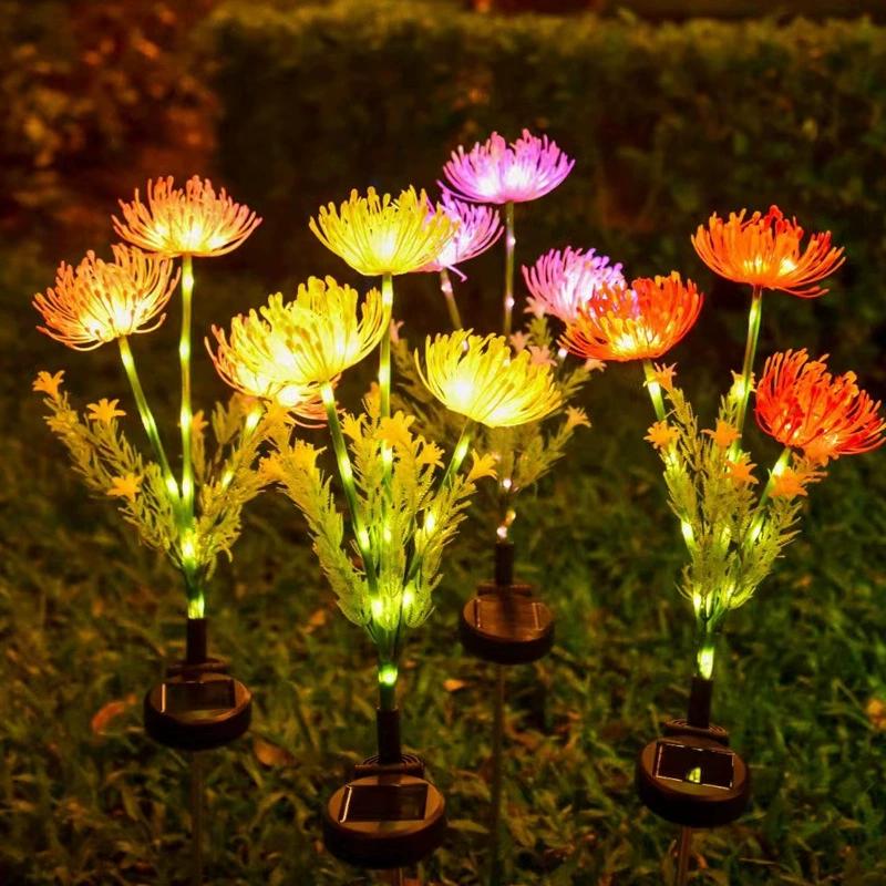 LED Outdoor Solar Lamp Simulated Eternal Flower Snow Lotus Lawn Lamp Garden Summer Camping Party Landscape  Lighting Decoration