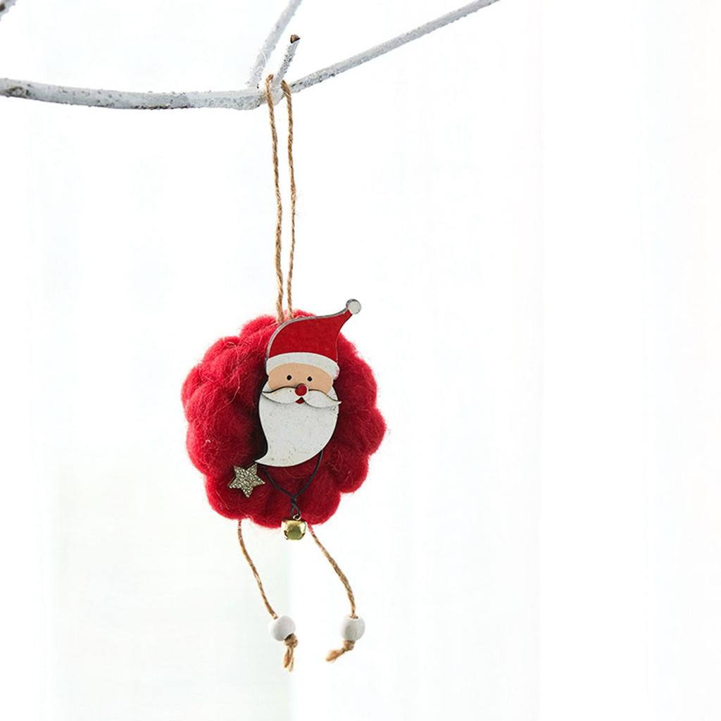 Antler Deer Santa Claus Wool Felt Ornaments Wooden Elk Christmas Tree Decoration Hanging Pendant