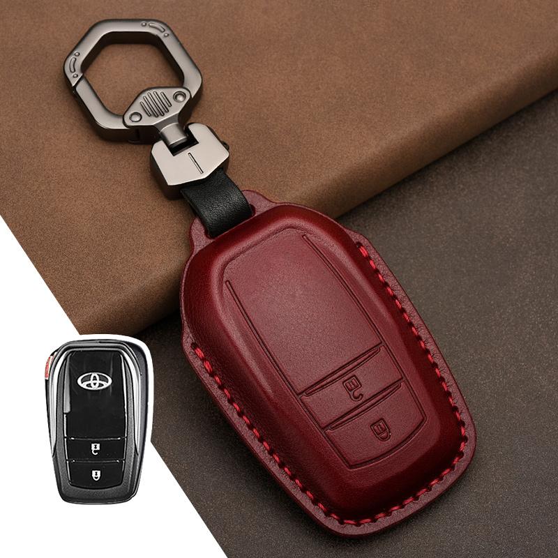 Leather Key Case Cover Shell For Toyota Camry Corolla FJ Land Cruiser RAV4 Prius Sienna Prado CHR Avalon GT86 Protector Keychain