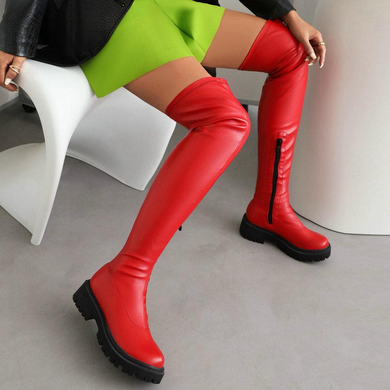 

Новые модные ботинки с толстой подошвой и боковой молнией