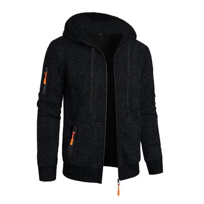 Autumn New Men's Casual Hooded Zipper Sweatshirt Jacket with Orange Zipper Accents Sportswear Male Fashion Outerwear