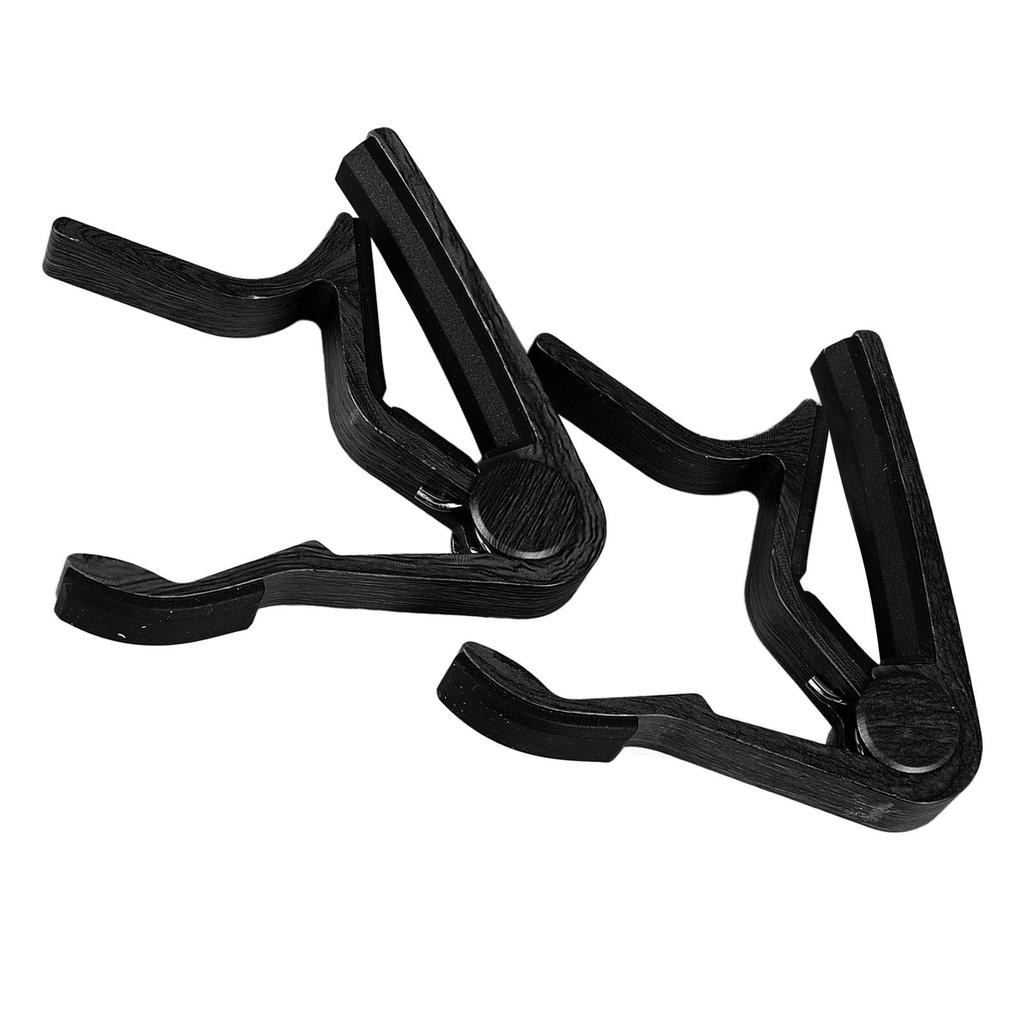 2Pcs Acoustic Guitar Capo Wood Rubber Pad Adjustable Professional Electric Guitar Capo with 5Pcs Picks Black