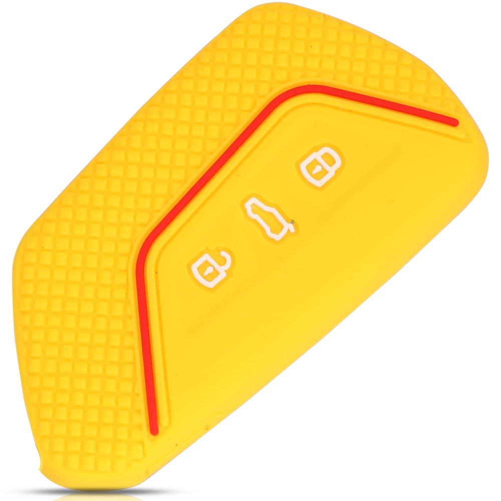 

jingyuqin силиконовый чехол для автомобильного ключа, защитный чехол для пульта дистанционного управления, держатель для смарт-ключа для VW Volkswagen Golf 8 Mk8 2020 Skoda жёлтый