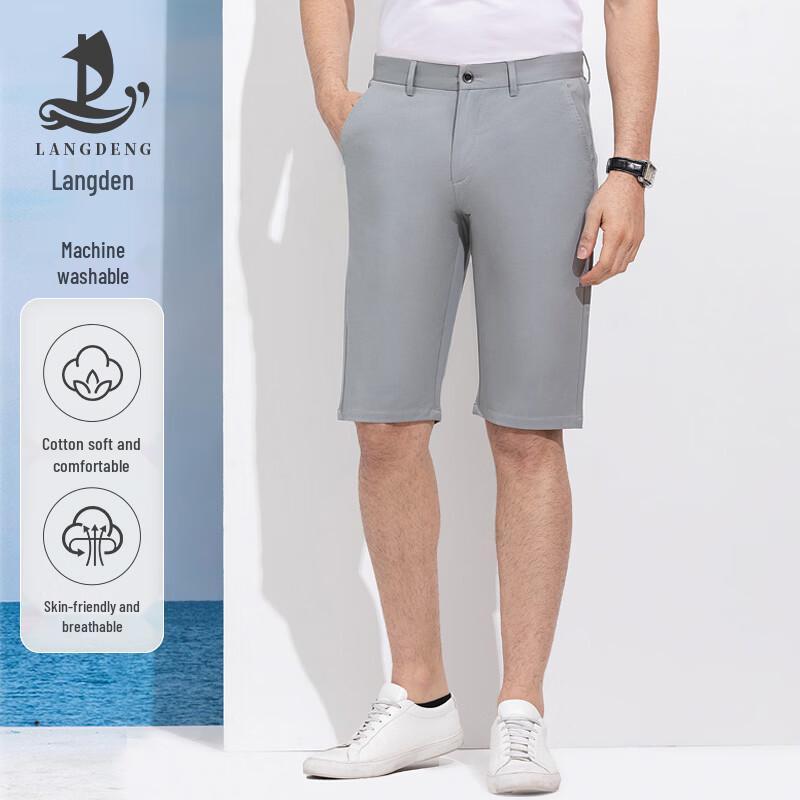 Langdeng Men s Summer Casual Straight-Fit Shorts 31