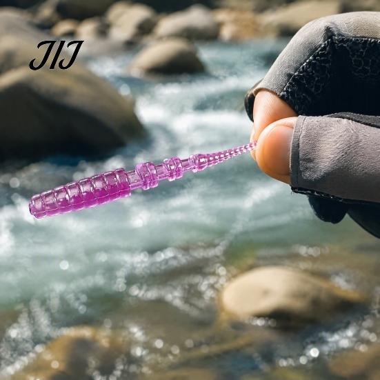Tear Resistant Soft Baits 50Pcs Bionic Worm Bait, 40MM/0.37g 50MM/0.45g Artificial Lure with Needle Realistic Swimming Lures Tail, Swim for Freshwater