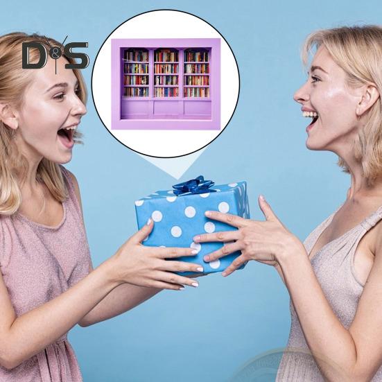 Ångest Bokhylla Miniatyrbibliotek med 200 st Miniböcker Skaka bort din ångest Träbokhylla Sensorisk leksak för Hem Kontorsinredning