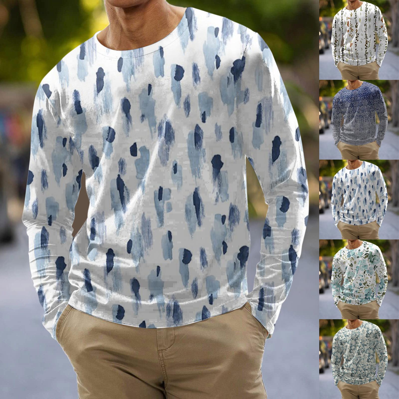 

Мужская мода повседневные рубашки с круглым вырезом и длинными рукавами с принтом в полоску, топы, блузки