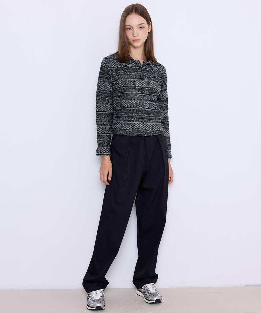 MANAVIS7 Slim Fit Crop Cardigan [Black]