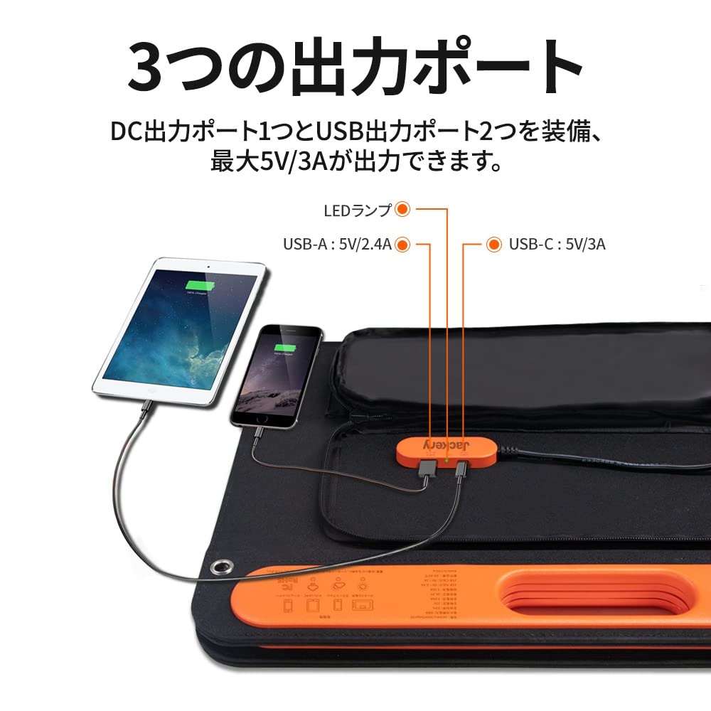 Jackery SolarSaga 60 Solar 68W ETFE Solar Solar Foldable DC DC Portable Power Charger with USB Smartphone and Tablet High Conversion Disaster