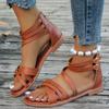 Fashion Summer Plus Size Gladiator Sandals Women Corss Band Back Zipper Flat Heels Sandals Woman Outdoor Non Slip Casual Sandles Female
