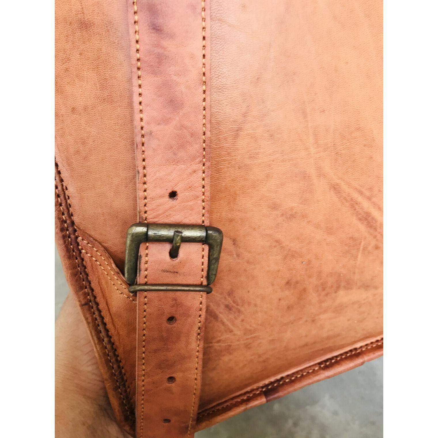 Мужская коричневая кожаная сумка-рюкзак Рюкзак Новый ноутбук ручной работы Goat Messenger — фото 4