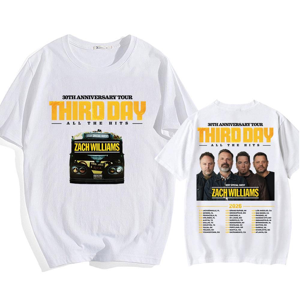 Third Day 30th Anniversary Tour 2026 T-shirt All The Hits Rock Band Fashion Tshirts Short Sleeve Cotton Male T Shirt O-neck Tees