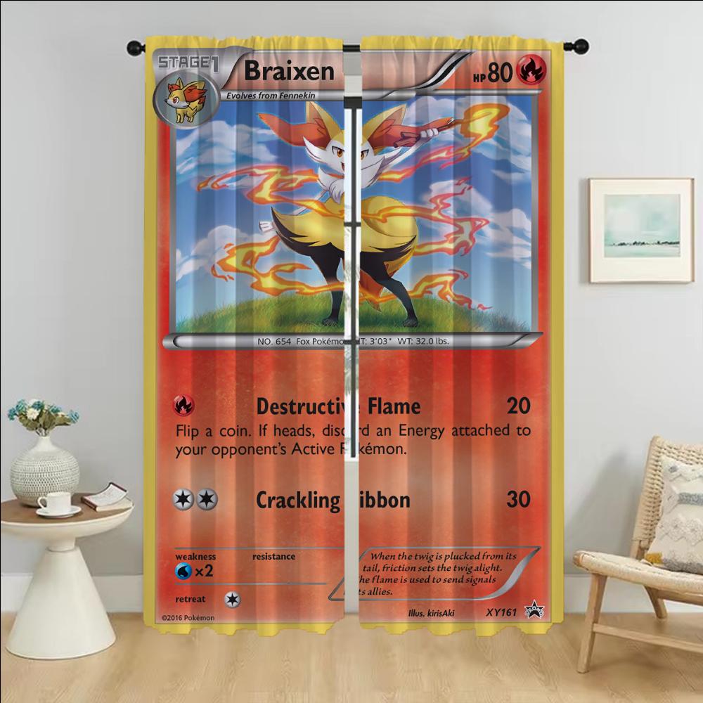 

Home Interior Curtains 2 Pieces P-pokemones Window Curtain for Room 2 Panel Halloween Decoration Shades Partition Living Kitchen W50xH70cmx2pcs-CL