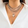 Minimalist Beaded Layered Choker: Geometric Hip-hop Heart Necklace
