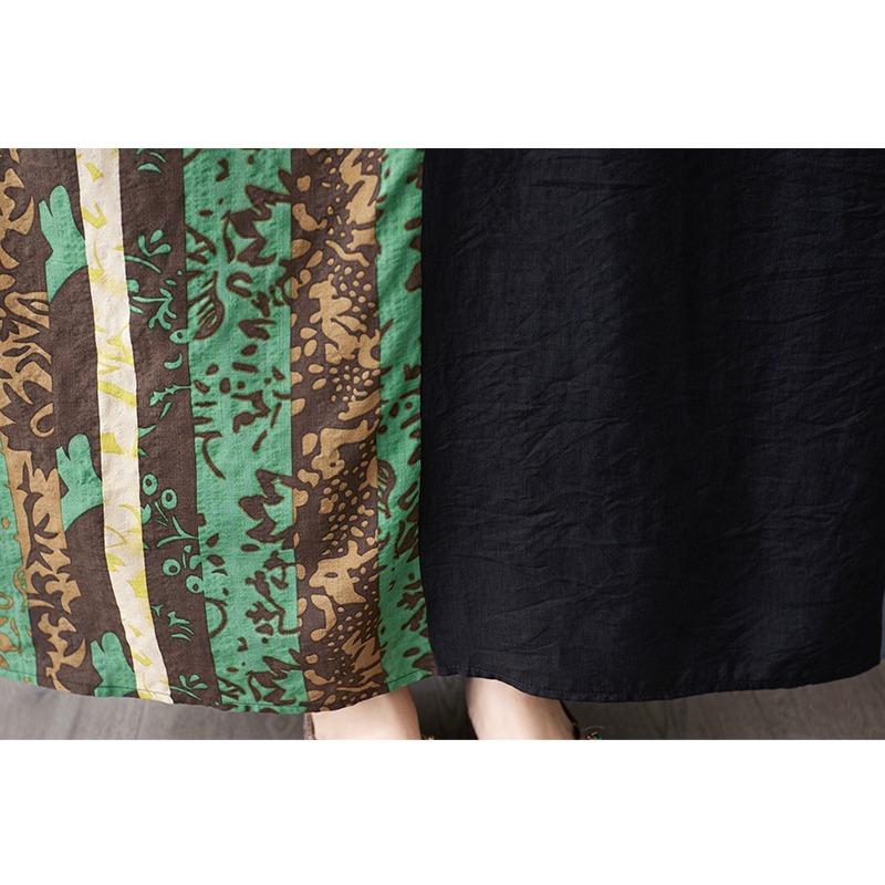 DIMANAF 2025 Women Summer Dress Plus Size Basic Vintage New Printing Floral Casual Oversized Long Loose Dress