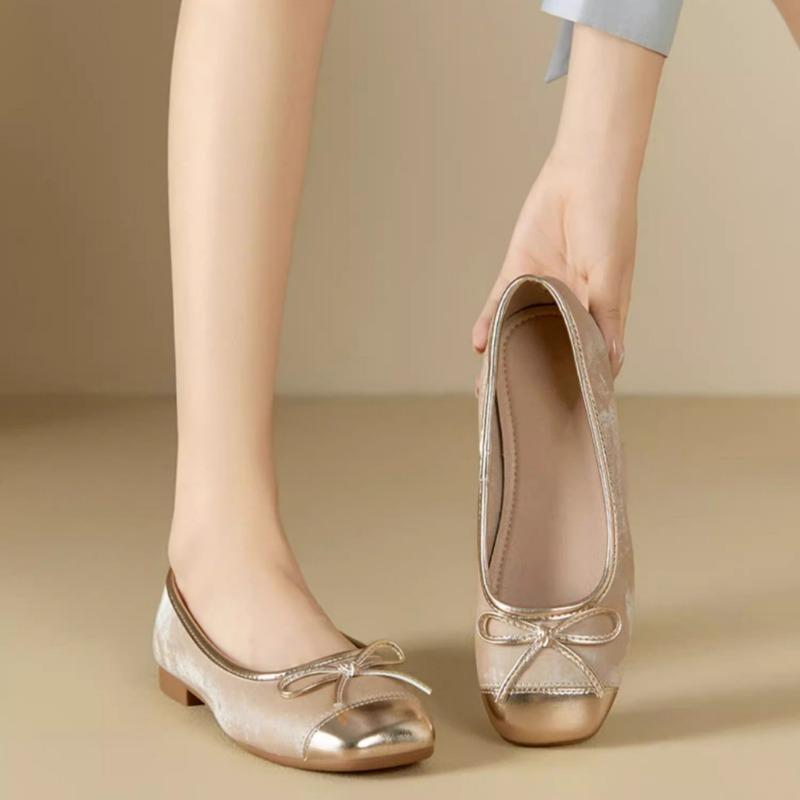 New Round Head Bow Ballet Women's Shoes Autumn Shallow Mouth Fashion Versatile Commuter Mary Jane Shoes Women