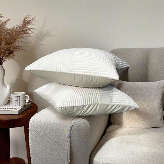 Throw povlak na polštář pruhovaný vzor Kontrastní barva Patchwork zapínání na skrytý zip Polštář 45*45cm