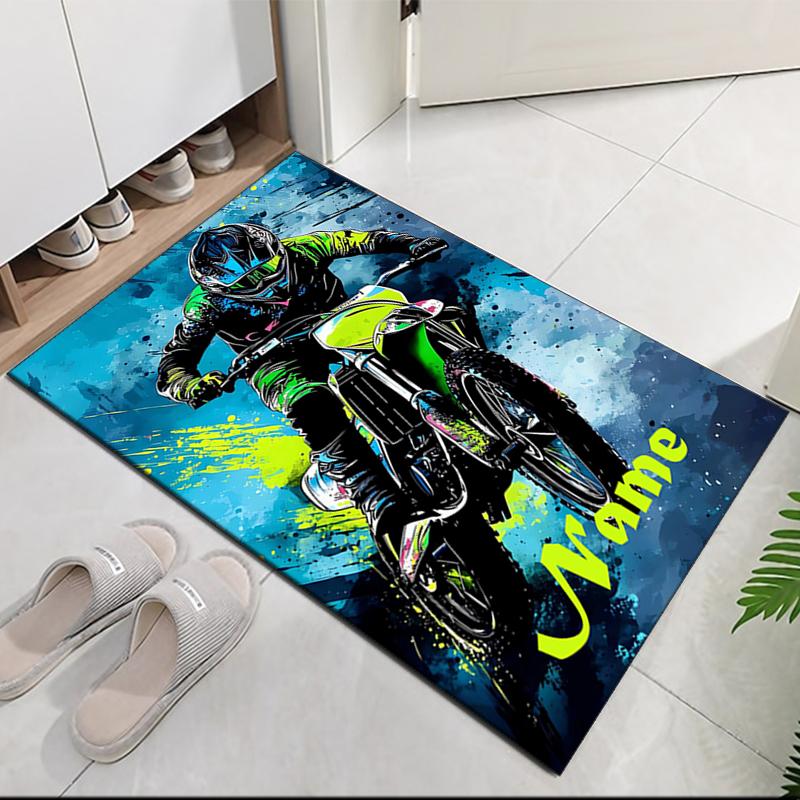 Tappeto Stampato Moto da Fuoristrada con Nome Personalizzato, per Sedia da Ufficio Soggiorno Camera da Letto Cucina Decorazioni Regali.