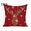 Cozy Red Holiday Accent Pillows Christmas Throw Pillow Covers, Poinsettia Reindeer Pine Branch Decorative for Bay Window Cushion Cases, Xmas