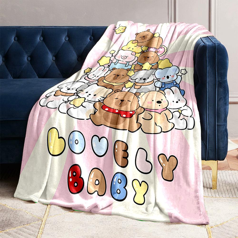17 Styles Capybara Cartoon Print Blanket Warm Soft and Comfortable Home Travel Blanket Sofa Bedding Camping Blanket for Gifts