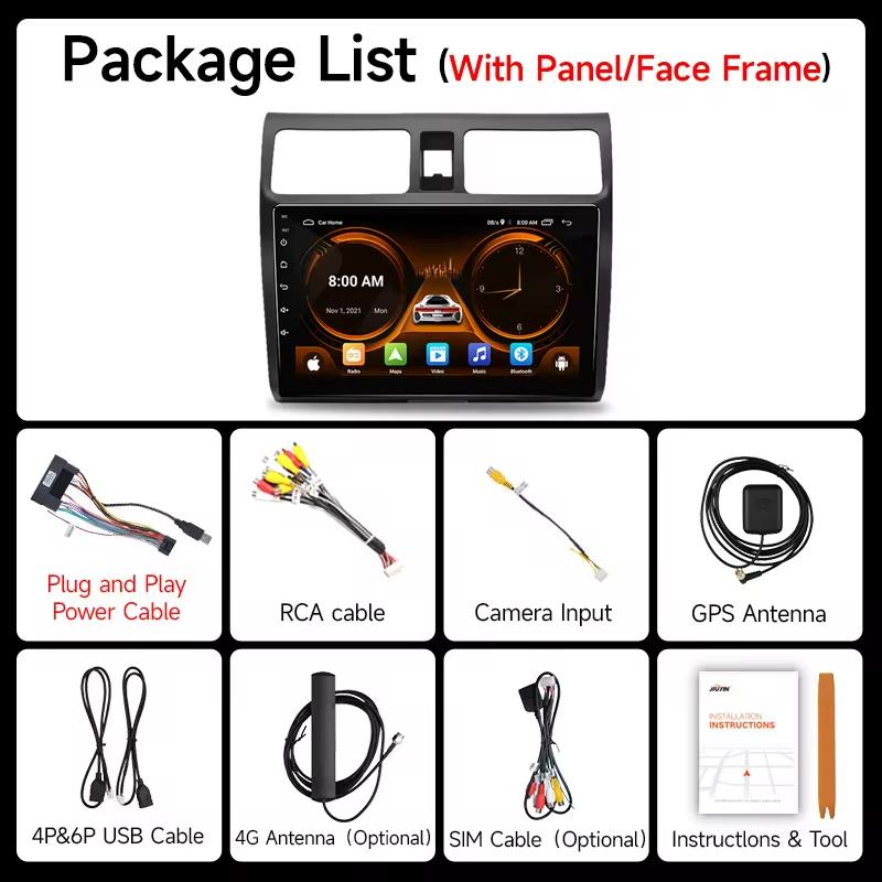JIUYIN  Android 13 Car stereo Radio Multimidia Video Player Navigation GPS For Suzuki Swift 2003-2010 CarPlay DVD 2 din GPS