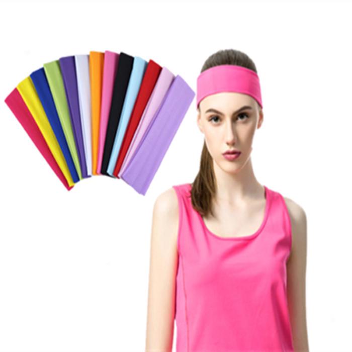2PC Sweat Absorb Soft Wide Cotton Elastic Headband Running Yoga Stretch Hairbands Women Colorful Sports Headband