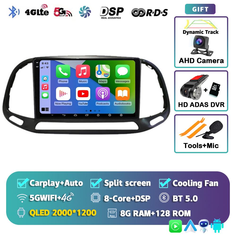 Android 14 Carplay Auto Car Radio For Fiat Doblo 2015 2016 2017 2018 2019 Multimedia GPS Video Player Navigation Stereo 2din DVD