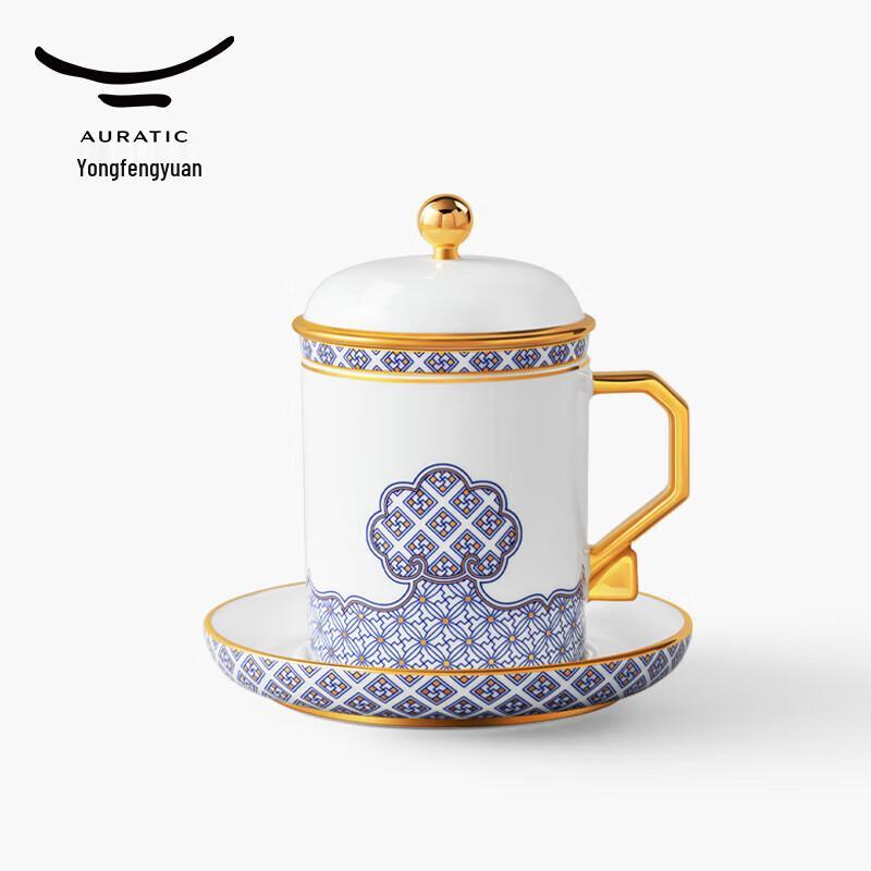 

Yongfengyuan Peace and Prosperity Golden Ceramic Lidded Cup Set