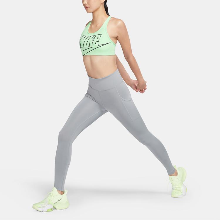 Nike Medium Support One-Piece Padded Letter Sports Bra Women Sports Bra Cucumber-Green BV3644-390