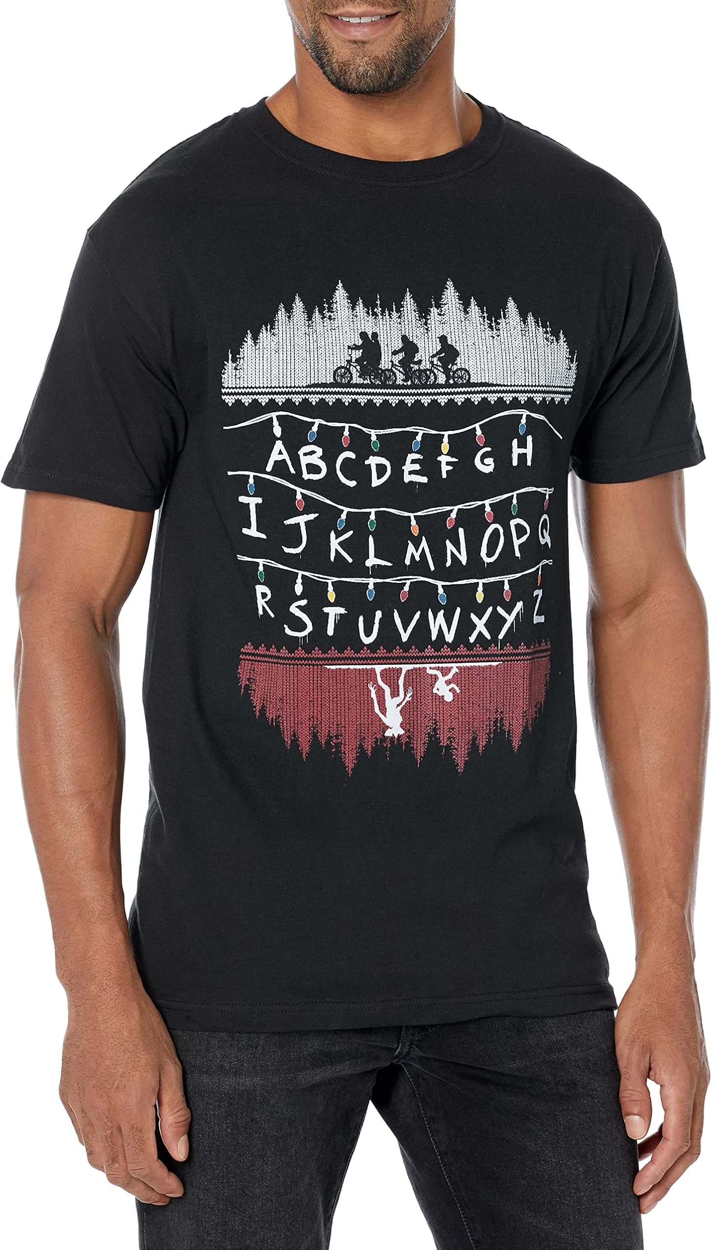 

Stranger Things Men s Alphabet Lights T-Shirt 4XL